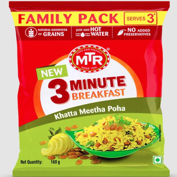 Shop MTR 3 Minute Khatta Meetha Poha 160g | Authentic Instant South Indian Breakfast Mix Online UK