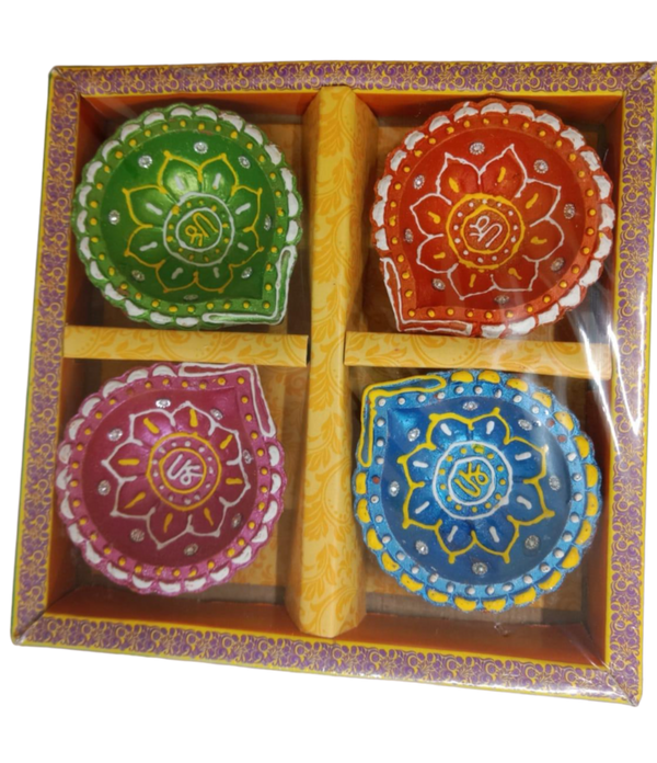 B18 - CLAY NON WAX DIYA / PACK OF 4 - Shubham Foods