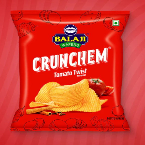 Balaji Crispy and Crunchy Tomato Twist Potato Crisps 135g – Authentic Indian Snack Online UK