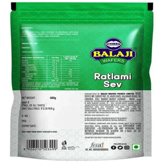 Balaji Crispy and Crunchy Ratlami Sev 400g – Authentic Indian Snack Online UK