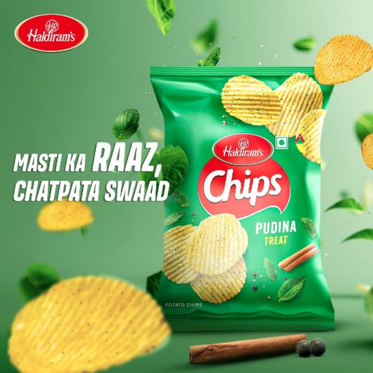 Haldiram Pudina Potato Chips 55g – Mint Flavoured Indian Snack