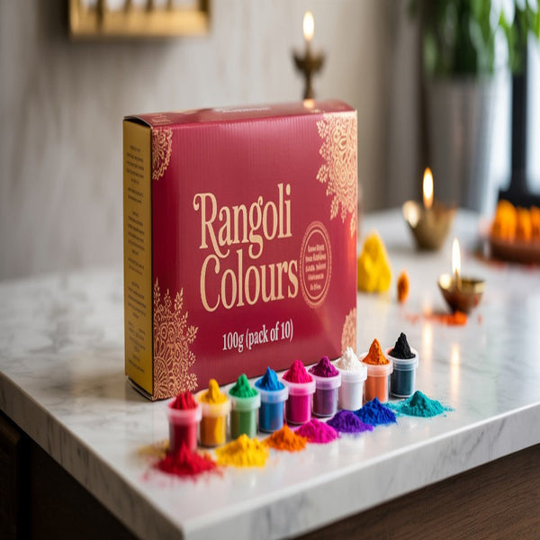 Rangoli Colours 100g (Pack of 10) – Authentic Indian Festive Powders Online UK
