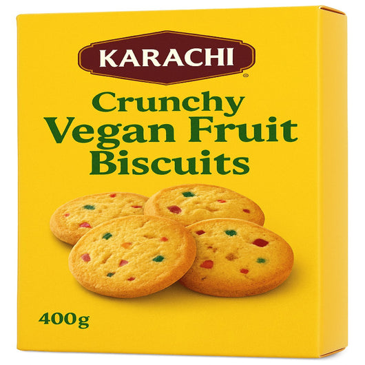 Karachi Crunchy Vegan Fruit Biscuits 400g – Eggless tutti-frutti Indian biscuits