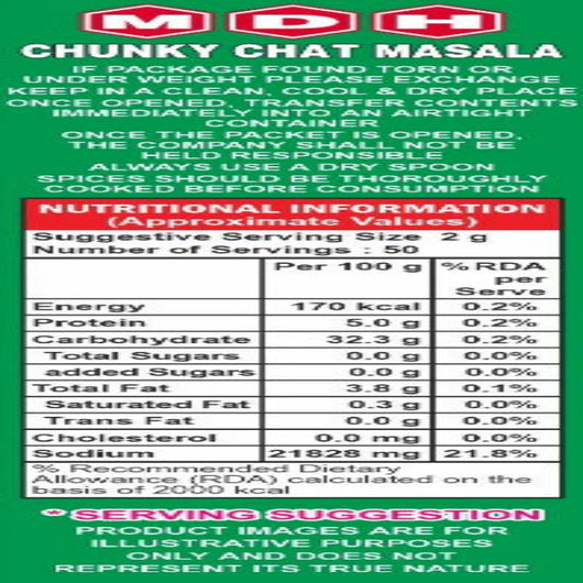 MDH Chunky Chaat Masala Powder 500g – Authentic Indian Spice Mix Online UK