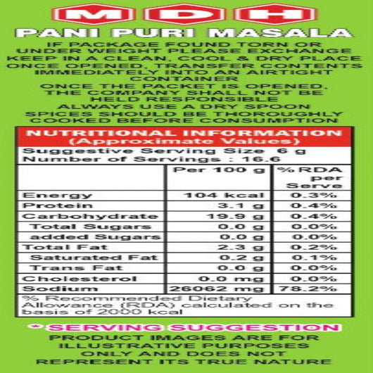 MDH Pani Puri Masala Powder 100g – Authentic Indian Spice Mix Online UK
