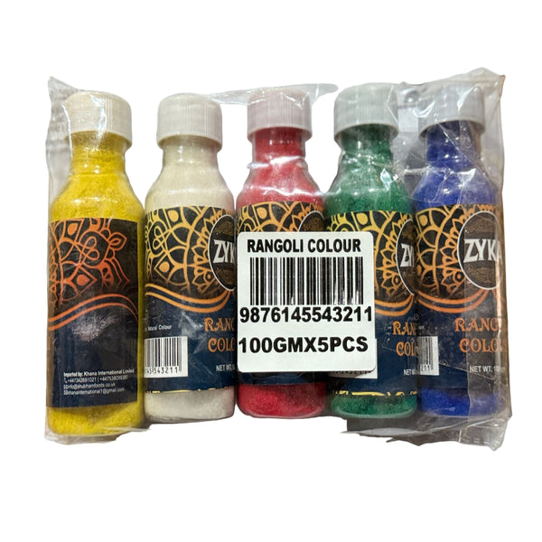 Rangoli Colour Bottles – Pack of 5 (Variety of Colours) – Authentic Indian Festive Powders Online UK