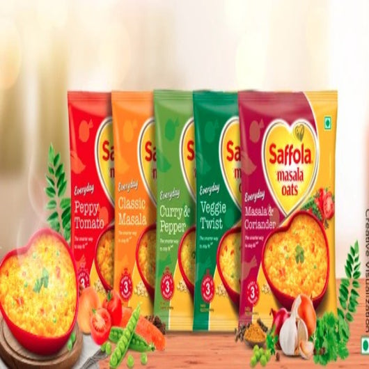 Saffola Curry and Pepper Oats 38g – Authentic Indian Instant Oats Online UK