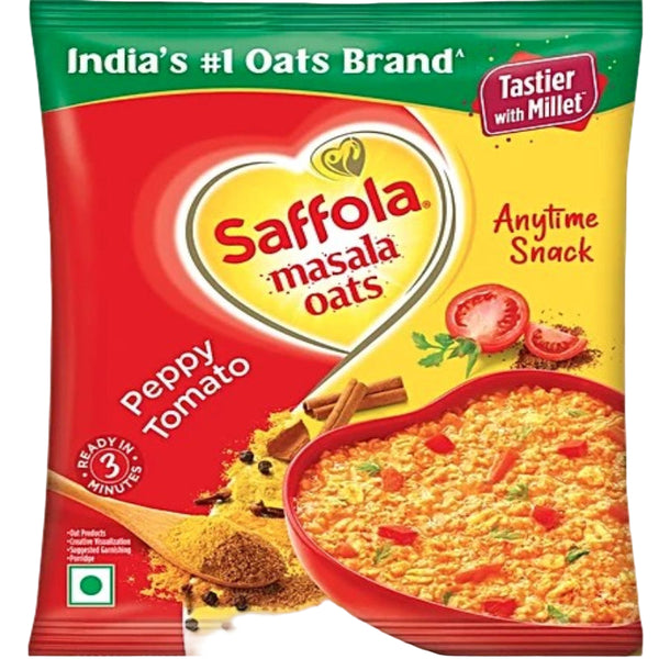 Saffola Masala Peppy Tomato Oats 38g – Authentic Indian Instant Oats Online UK
