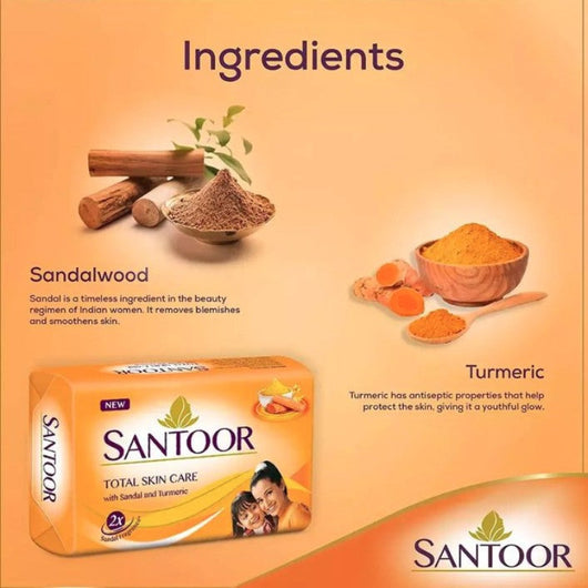 Santoor Bathing Soap 100g (Pack of 8) – Authentic Indian Sandalwood Soap Online UK