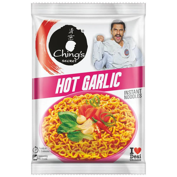 Chings Hot Garlic Instant Noodles 120gm - Shubham Foods