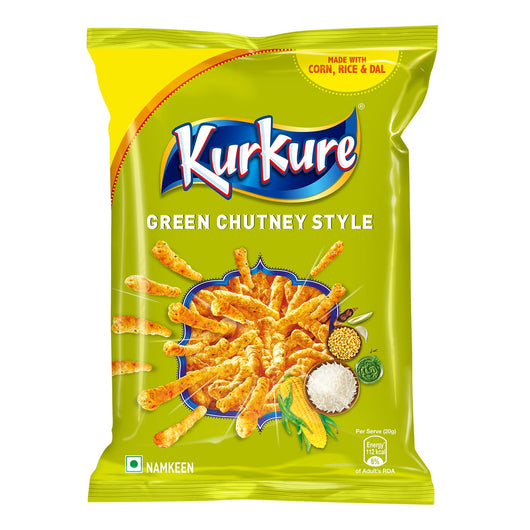 Kurkure Green Chutney Style 70g – Spiced Crunchy Indian Puffcorn Snack