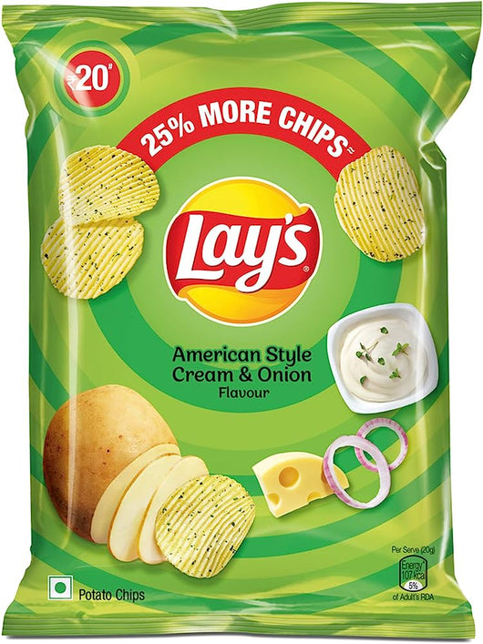 Lays American Style Cream & Onion 52g – Creamy and tangy Lay’s chips from Shubham Foods UK
